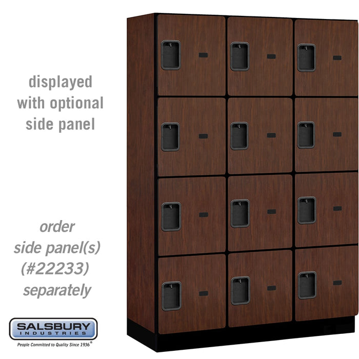 Salsbury 18" Wide Four Tier Designer Wood Locker - 3 Wide - 6 Feet High - 18 Inches Deep - Mahogany - Hasps - Sweatfully