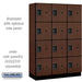 Salsbury 18" Wide Four Tier Designer Wood Locker - 3 Wide - 6 Feet High - 18 Inches Deep - Mahogany - Hasps - Sweatfully