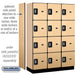 Salsbury 18" Wide Four Tier Designer Wood Locker - 3 Wide - 6 Feet High - 18 Inches Deep - Maple - Silver Resettable Combination Locks - Sweatfully