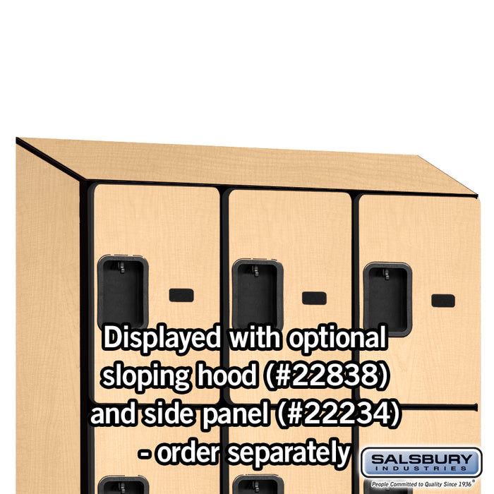 Salsbury 18" Wide Four Tier Designer Wood Locker - 3 Wide - 6 Feet High - 18 Inches Deep - Maple - Hasps - Sweatfully