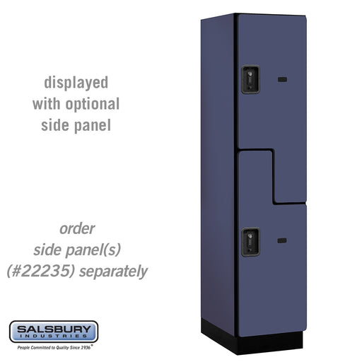 Salsbury 18" Wide Double Tier 'S' Style Designer Wood Locker - 1 Wide - 6 Feet High - 21 Inches Deep - Blue - Black Resettable Combination Locks - Sweatfully