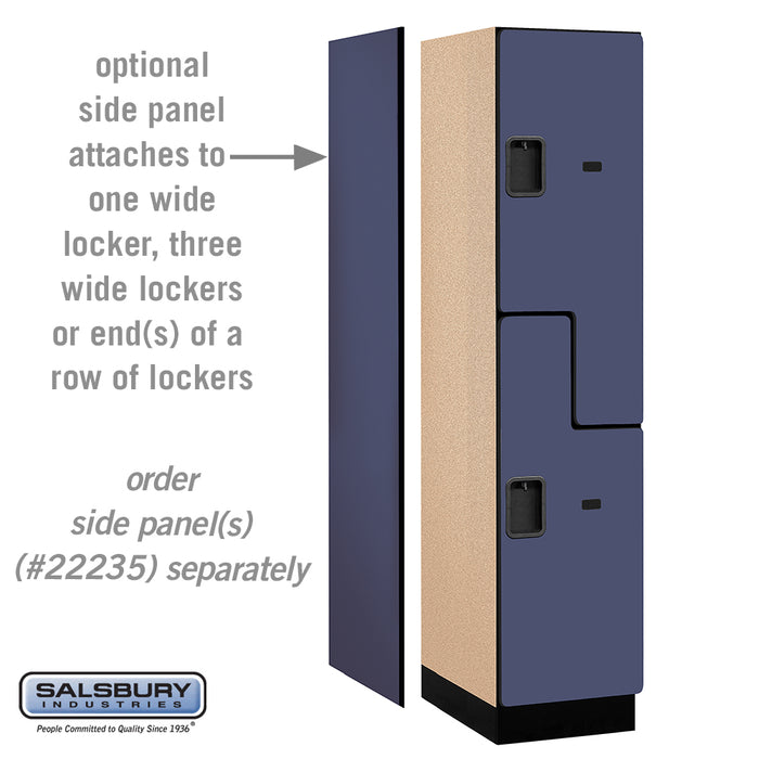 Salsbury 18" Wide Double Tier 'S' Style Designer Wood Locker - 1 Wide - 6 Feet High - 21 Inches Deep - Blue - Hasps - Sweatfully