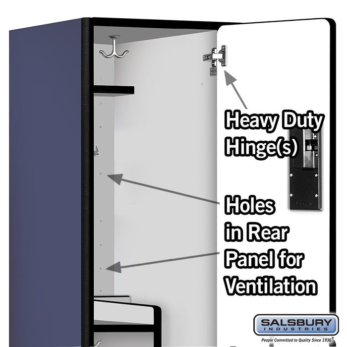 Salsbury 18" Wide Double Tier 'S' Style Designer Wood Locker - 1 Wide - 6 Feet High - 21 Inches Deep - Blue - Hasps - Sweatfully