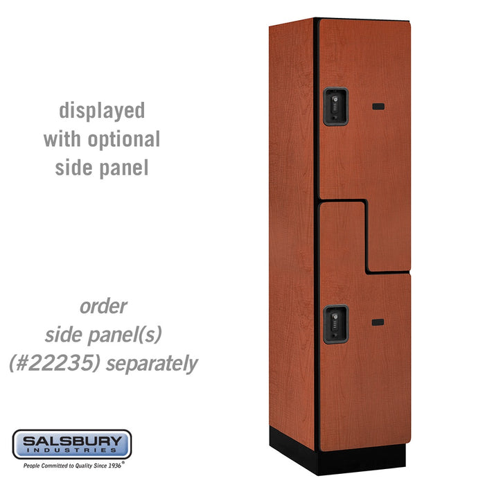 Salsbury 18" Wide Double Tier 'S' Style Designer Wood Locker - 1 Wide - 6 Feet High - 21 Inches Deep - Cherry - Black Resettable Combination Locks - Sweatfully