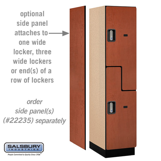 Salsbury 18" Wide Double Tier 'S' Style Designer Wood Locker - 1 Wide - 6 Feet High - 21 Inches Deep - Cherry - Silver Electronic Locks - Sweatfully