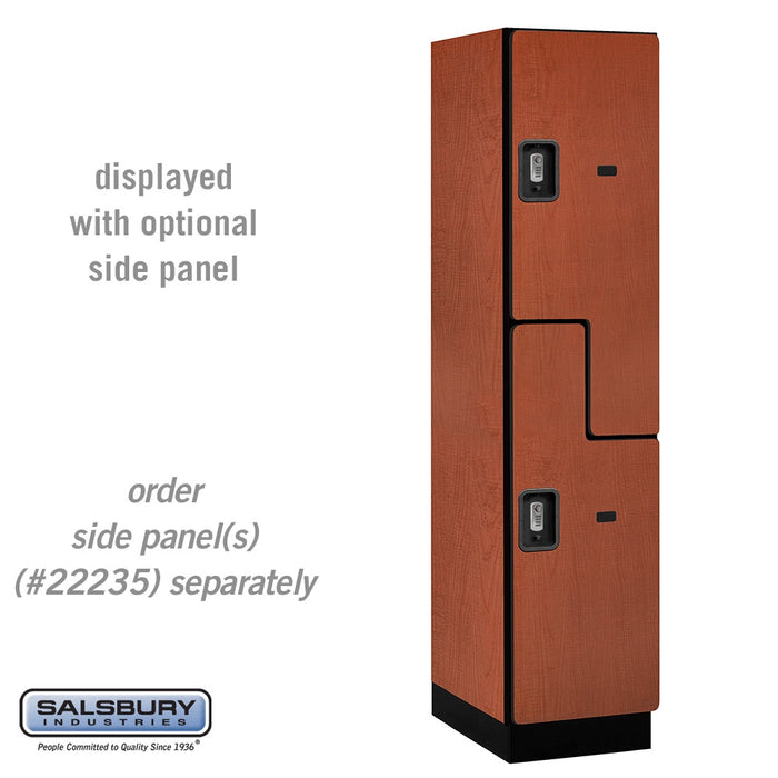 Salsbury 18" Wide Double Tier 'S' Style Designer Wood Locker - 1 Wide - 6 Feet High - 21 Inches Deep - Cherry - Silver Resettable Combination Locks - Sweatfully