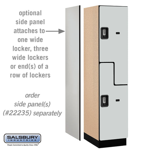 Salsbury 18" Wide Double Tier 'S' Style Designer Wood Locker - 1 Wide - 6 Feet High - 21 Inches Deep - Gray - Silver Resettable Combination Locks - Sweatfully