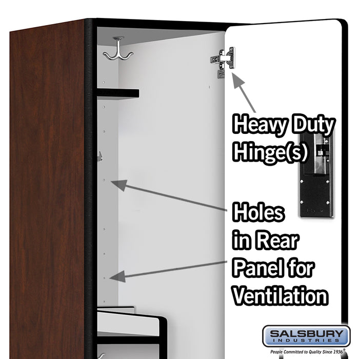 Salsbury 18" Wide Double Tier 'S' Style Designer Wood Locker - 1 Wide - 6 Feet High - 21 Inches Deep - Mahogany - Hasps - Sweatfully