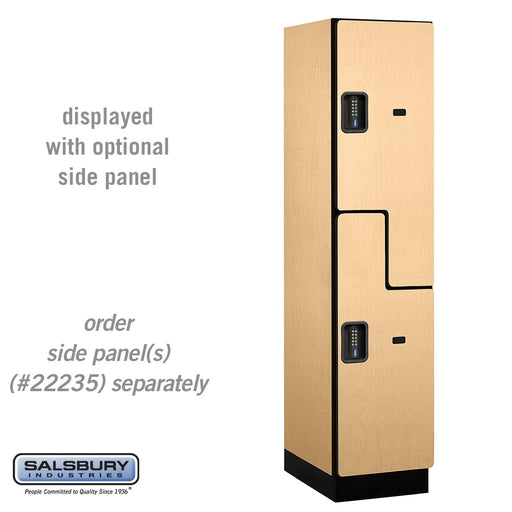 Salsbury 18" Wide Double Tier 'S' Style Designer Wood Locker - 1 Wide - 6 Feet High - 21 Inches Deep - Maple - Black Electronic Locks - Sweatfully