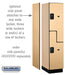 Salsbury 18" Wide Double Tier 'S' Style Designer Wood Locker - 1 Wide - 6 Feet High - 21 Inches Deep - Maple - Black Resettable Combination Locks - Sweatfully