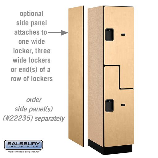 Salsbury 18" Wide Double Tier 'S' Style Designer Wood Locker - 1 Wide - 6 Feet High - 21 Inches Deep - Maple - Hasps - Sweatfully
