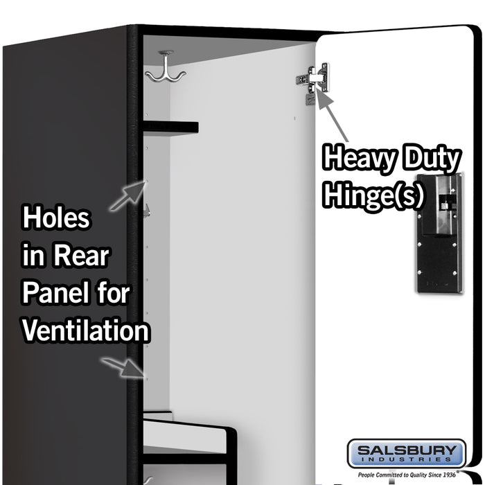 Salsbury 18" Wide Double Tier 'S' Style Designer Wood Locker - 1 Wide - 6 Feet High - 24 Inches Deep - Black - Hasps - Sweatfully