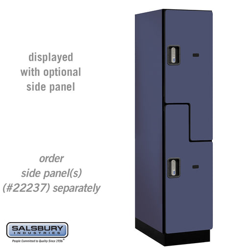 Salsbury 18" Wide Double Tier 'S' Style Designer Wood Locker - 1 Wide - 6 Feet High - 24 Inches Deep - Blue - Silver Electronic Locks - Sweatfully