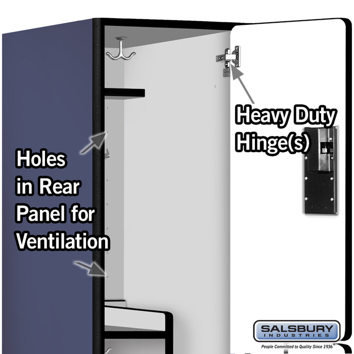 Salsbury 18" Wide Double Tier 'S' Style Designer Wood Locker - 1 Wide - 6 Feet High - 24 Inches Deep - Blue - Hasps - Sweatfully
