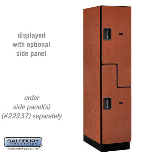 Salsbury 18" Wide Double Tier 'S' Style Designer Wood Locker - 1 Wide - 6 Feet High - 24 Inches Deep - Cherry - Black Electronic Locks - Sweatfully