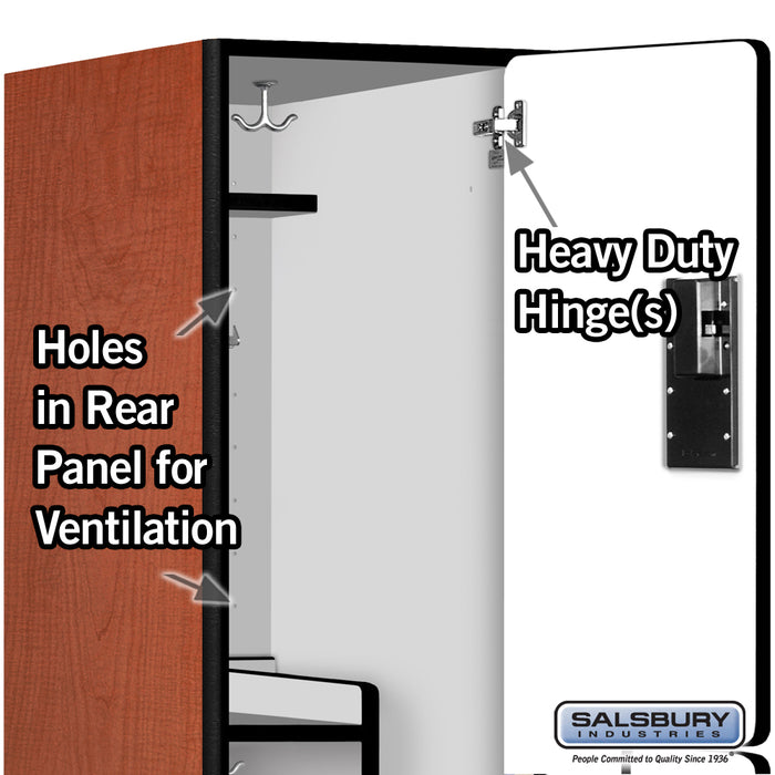 Salsbury 18" Wide Double Tier 'S' Style Designer Wood Locker - 1 Wide - 6 Feet High - 24 Inches Deep - Cherry - Hasps - Sweatfully