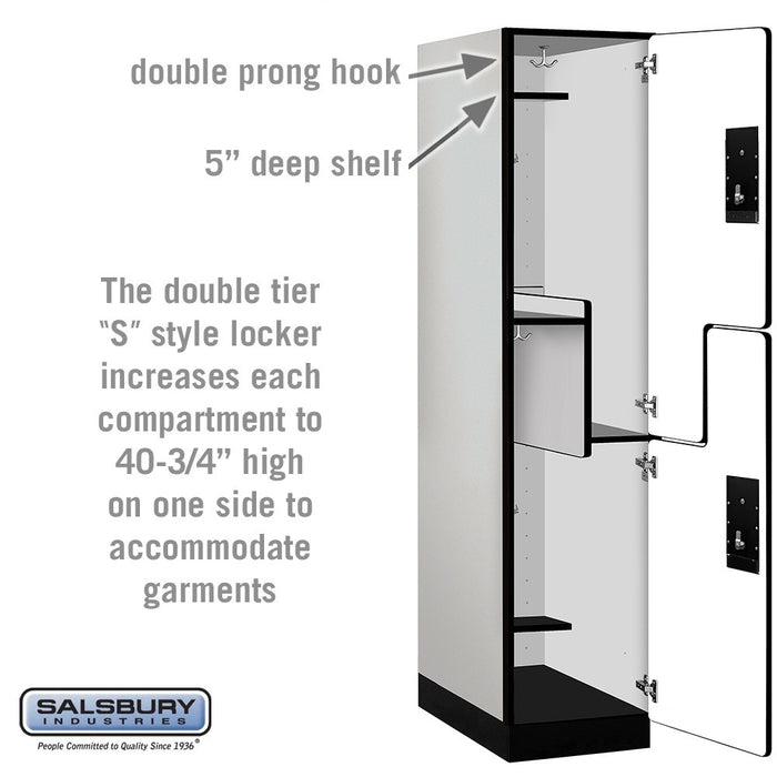 Salsbury 18" Wide Double Tier 'S' Style Designer Wood Locker - 1 Wide - 6 Feet High - 24 Inches Deep - Gray - Silver Electronic Locks - Sweatfully