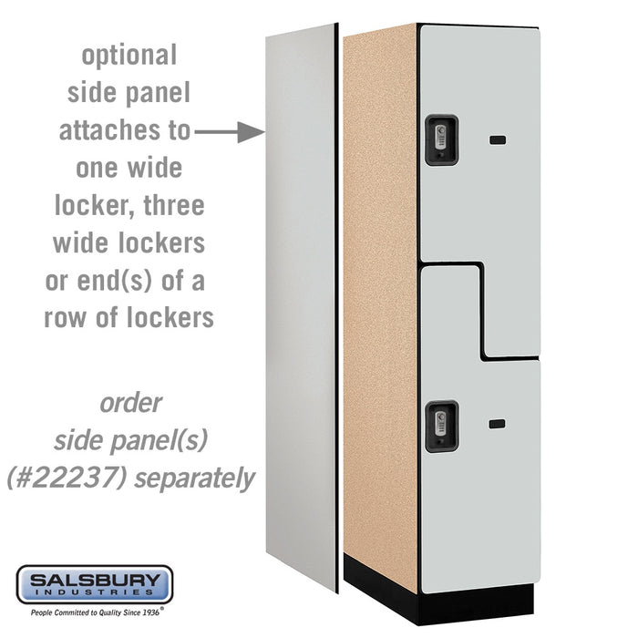Salsbury 18" Wide Double Tier 'S' Style Designer Wood Locker - 1 Wide - 6 Feet High - 24 Inches Deep - Gray - Silver Resettable Combination Locks - Sweatfully