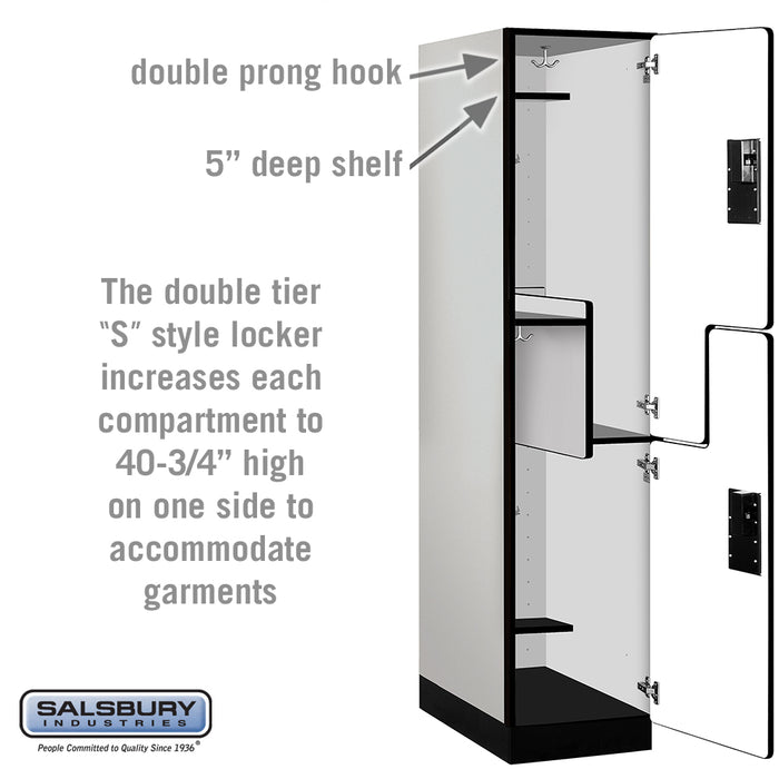 Salsbury 18" Wide Double Tier 'S' Style Designer Wood Locker - 1 Wide - 6 Feet High - 24 Inches Deep - Gray - Hasps - Sweatfully