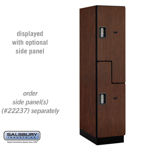 Salsbury 18" Wide Double Tier 'S' Style Designer Wood Locker - 1 Wide - 6 Feet High - 24 Inches Deep - Mahogany - Silver Electronic Locks - Sweatfully