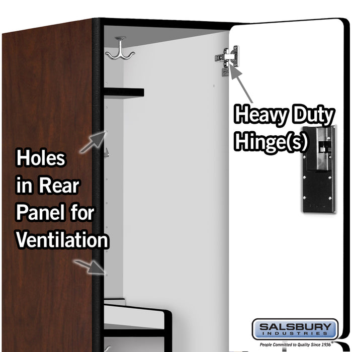 Salsbury 18" Wide Double Tier 'S' Style Designer Wood Locker - 1 Wide - 6 Feet High - 24 Inches Deep - Mahogany - Hasps - Sweatfully