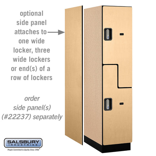 Salsbury 18" Wide Double Tier 'S' Style Designer Wood Locker - 1 Wide - 6 Feet High - 24 Inches Deep - Maple - Silver Electronic Locks - Sweatfully