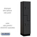 Salsbury 18" Wide Double Tier 'S' Style Designer Wood Locker - 1 Wide - 6 Feet High - 18 Inches Deep - Black - Black Electronic Locks - Sweatfully