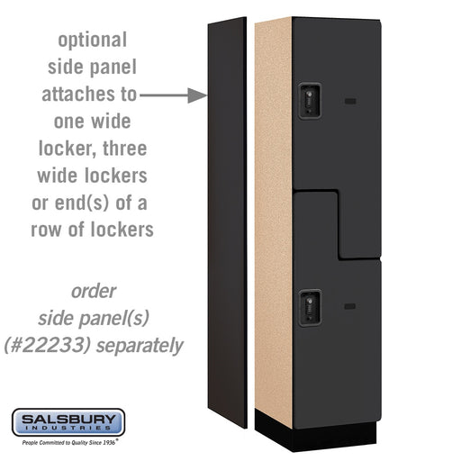 Salsbury 18" Wide Double Tier 'S' Style Designer Wood Locker - 1 Wide - 6 Feet High - 18 Inches Deep - Black - Black Resettable Combination Locks - Sweatfully