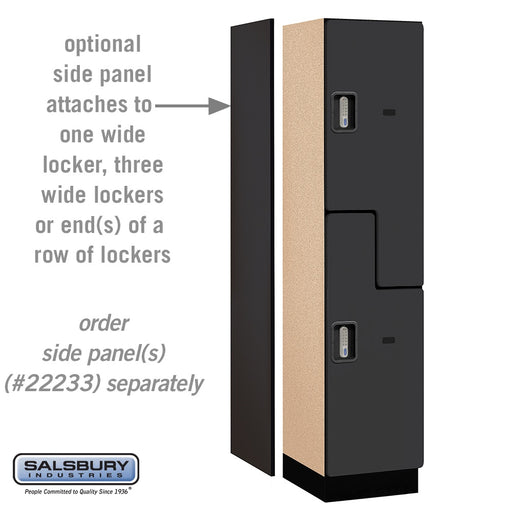 Salsbury 18" Wide Double Tier 'S' Style Designer Wood Locker - 1 Wide - 6 Feet High - 18 Inches Deep - Black - Silver Electronic Locks - Sweatfully
