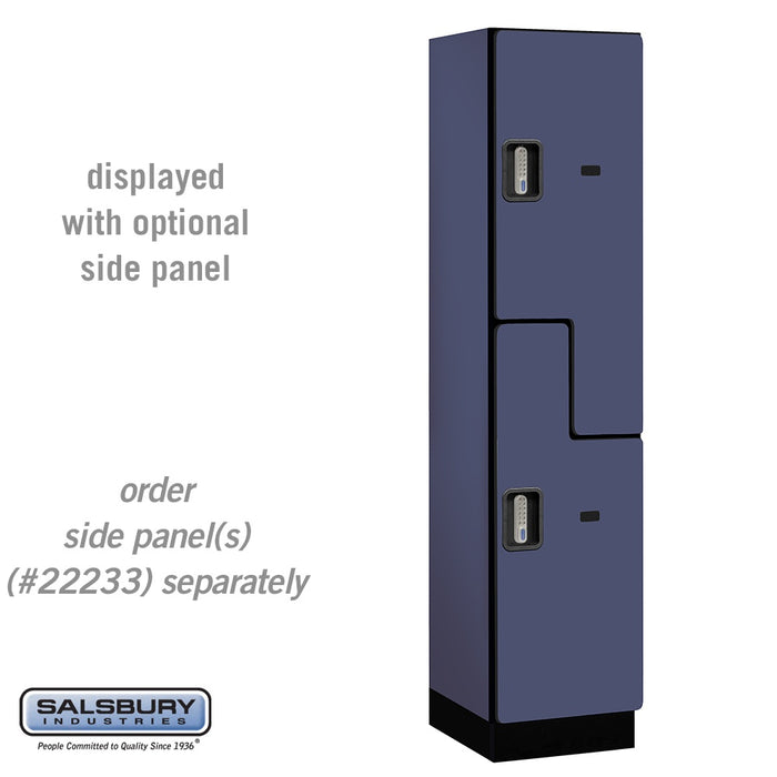 Salsbury 18" Wide Double Tier 'S' Style Designer Wood Locker - 1 Wide - 6 Feet High - 18 Inches Deep - Blue - Silver Electronic Locks - Sweatfully