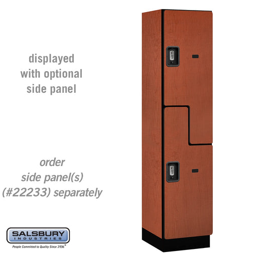 Salsbury 18" Wide Double Tier 'S' Style Designer Wood Locker - 1 Wide - 6 Feet High - 18 Inches Deep - Cherry - Silver Resettable Combination Locks - Sweatfully