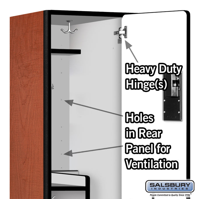 Salsbury 18" Wide Double Tier 'S' Style Designer Wood Locker - 1 Wide - 6 Feet High - 18 Inches Deep - Cherry - Hasps - Sweatfully
