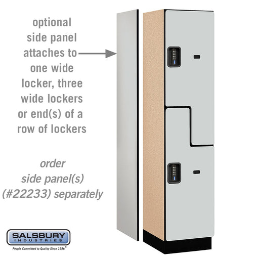 Salsbury 18" Wide Double Tier 'S' Style Designer Wood Locker - 1 Wide - 6 Feet High - 18 Inches Deep - Gray - Black Electronic Locks - Sweatfully