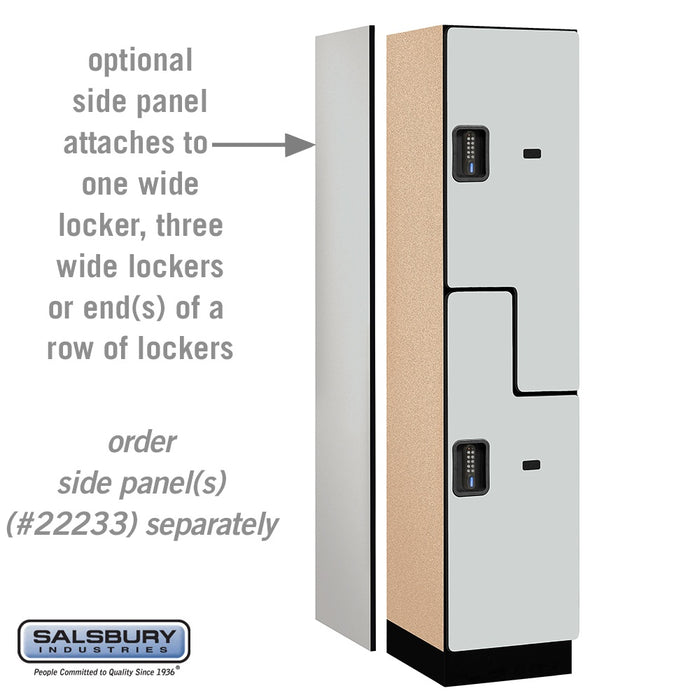 Salsbury 18" Wide Double Tier 'S' Style Designer Wood Locker - 1 Wide - 6 Feet High - 18 Inches Deep - Gray - Black Electronic Locks - Sweatfully