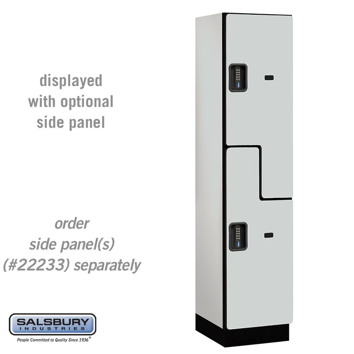 Salsbury 18" Wide Double Tier 'S' Style Designer Wood Locker - 1 Wide - 6 Feet High - 18 Inches Deep - Gray - Black Electronic Locks - Sweatfully