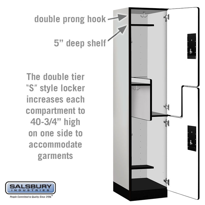 Salsbury 18" Wide Double Tier 'S' Style Designer Wood Locker - 1 Wide - 6 Feet High - 18 Inches Deep - Gray - Silver Electronic Locks - Sweatfully