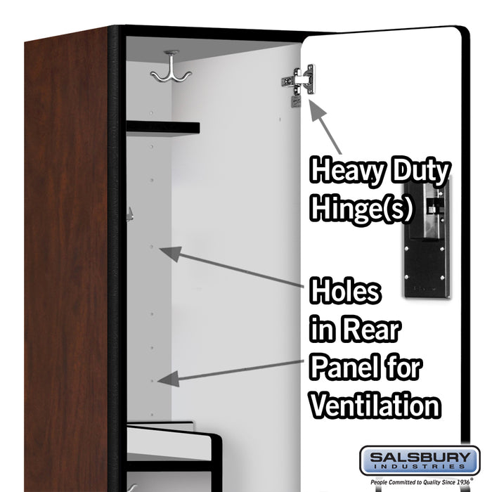 Salsbury 18" Wide Double Tier 'S' Style Designer Wood Locker - 1 Wide - 6 Feet High - 18 Inches Deep - Mahogany - Hasps - Sweatfully