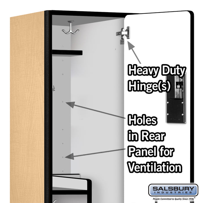 Salsbury 18" Wide Double Tier 'S' Style Designer Wood Locker - 1 Wide - 6 Feet High - 18 Inches Deep - Maple - Hasps - Sweatfully