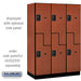 Salsbury 18" Wide Double Tier 'S' Style Designer Wood Locker - 3 Wide - 6 Feet High - 21 Inches Deep - Cherry - Black Resettable Combination Locks - Sweatfully