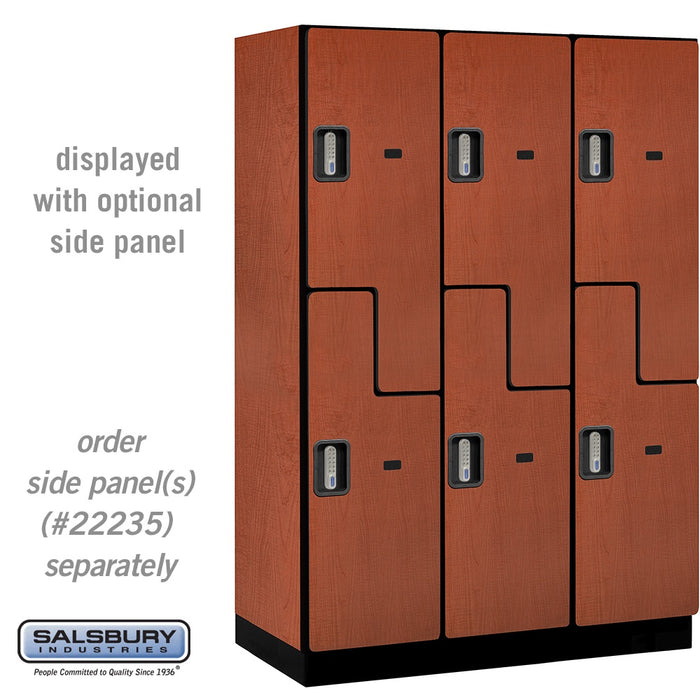Salsbury 18" Wide Double Tier 'S' Style Designer Wood Locker - 3 Wide - 6 Feet High - 21 Inches Deep - Cherry - Silver Electronic Locks - Sweatfully