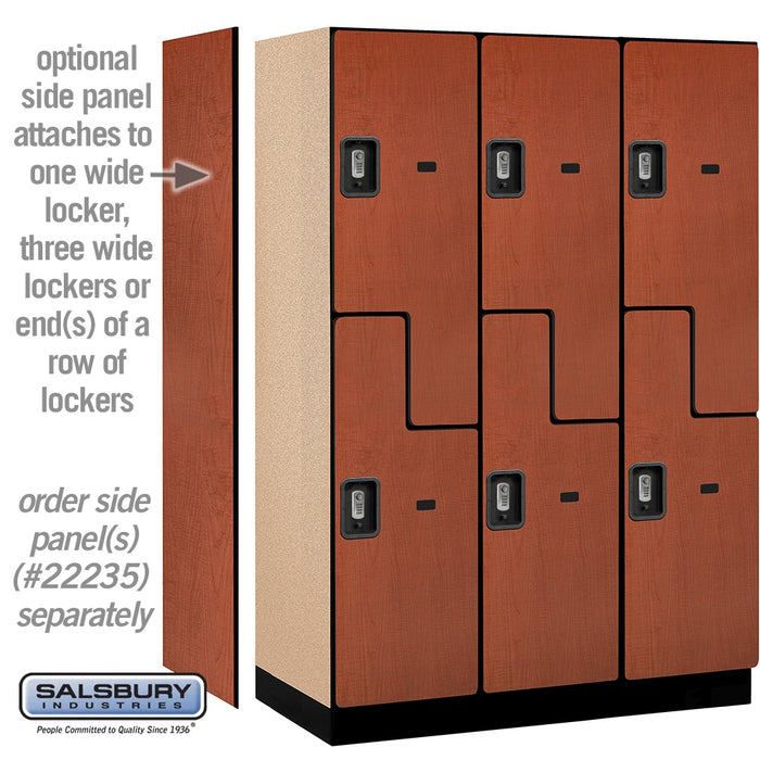 Salsbury 18" Wide Double Tier 'S' Style Designer Wood Locker - 3 Wide - 6 Feet High - 21 Inches Deep - Cherry - Silver Resettable Combination Locks - Sweatfully