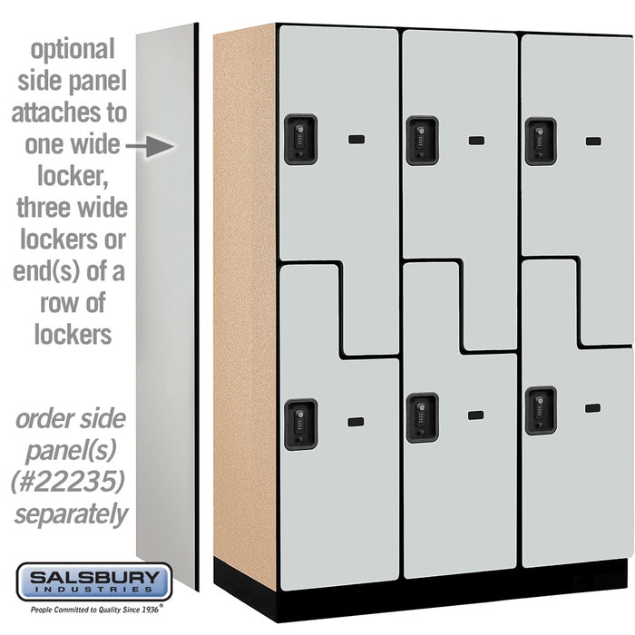Salsbury 18" Wide Double Tier 'S' Style Designer Wood Locker - 3 Wide - 6 Feet High - 21 Inches Deep - Gray - Black Resettable Combination Locks - Sweatfully