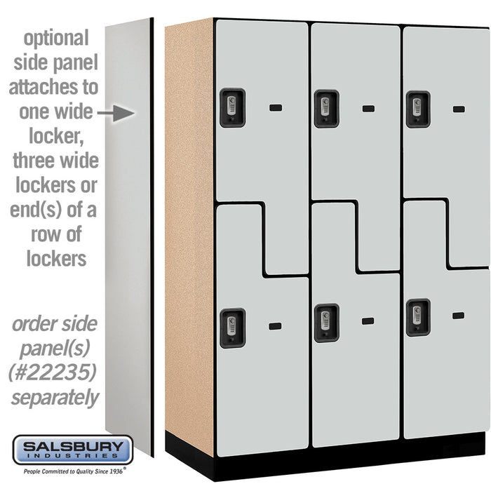 Salsbury 18" Wide Double Tier 'S' Style Designer Wood Locker - 3 Wide - 6 Feet High - 21 Inches Deep - Gray - Silver Resettable Combination Locks - Sweatfully