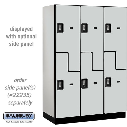 Salsbury 18" Wide Double Tier 'S' Style Designer Wood Locker - 3 Wide - 6 Feet High - 21 Inches Deep - Gray - Silver Resettable Combination Locks - Sweatfully