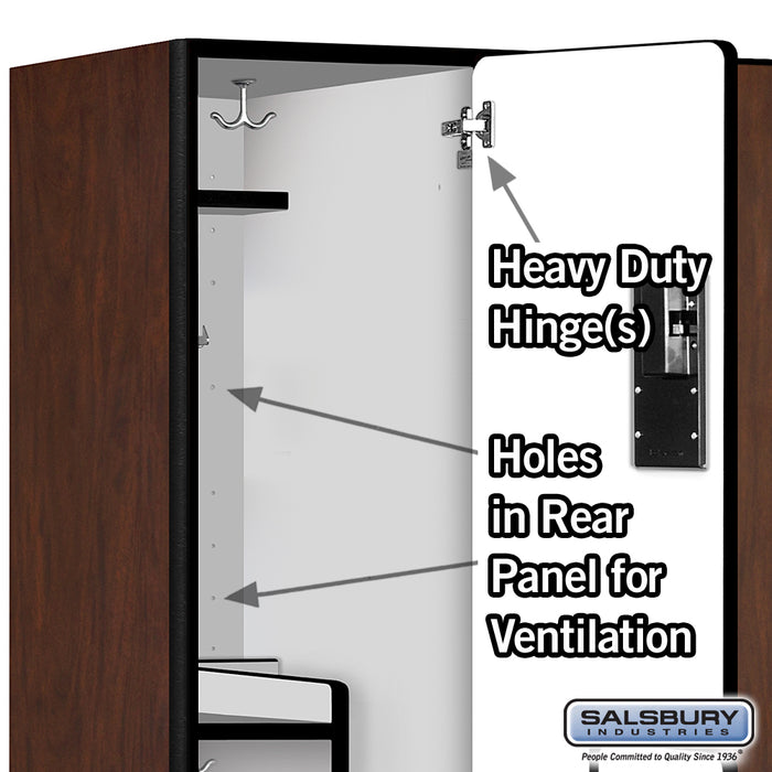 Salsbury 18" Wide Double Tier 'S' Style Designer Wood Locker - 3 Wide - 6 Feet High - 21 Inches Deep - Mahogany - Hasps - Sweatfully