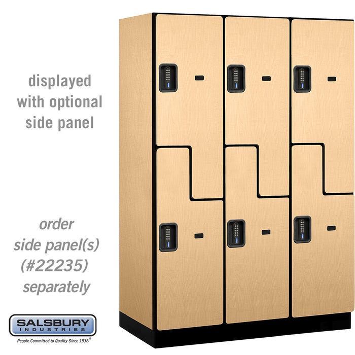 Salsbury 18" Wide Double Tier 'S' Style Designer Wood Locker - 3 Wide - 6 Feet High - 21 Inches Deep - Maple - Black Electronic Locks - Sweatfully