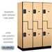 Salsbury 18" Wide Double Tier 'S' Style Designer Wood Locker - 3 Wide - 6 Feet High - 21 Inches Deep - Maple - Black Electronic Locks - Sweatfully