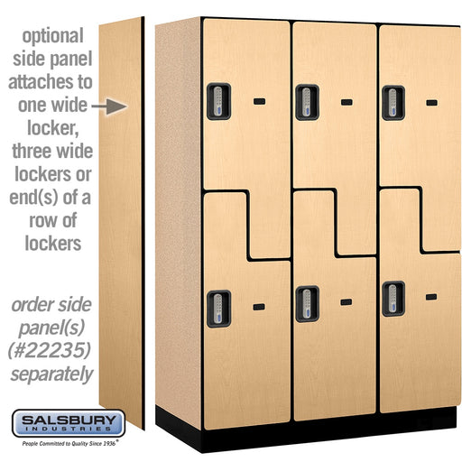Salsbury 18" Wide Double Tier 'S' Style Designer Wood Locker - 3 Wide - 6 Feet High - 21 Inches Deep - Maple - Silver Electronic Locks - Sweatfully
