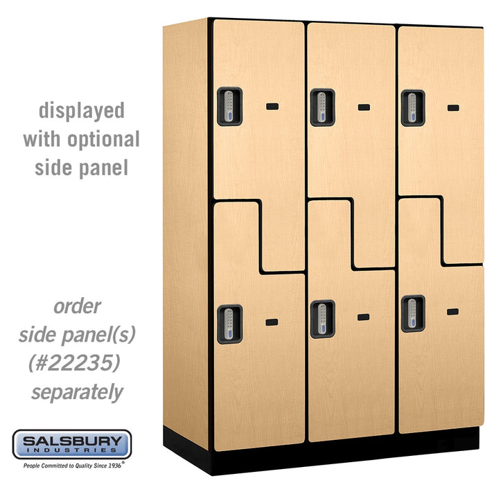 Salsbury 18" Wide Double Tier 'S' Style Designer Wood Locker - 3 Wide - 6 Feet High - 21 Inches Deep - Maple - Silver Electronic Locks - Sweatfully