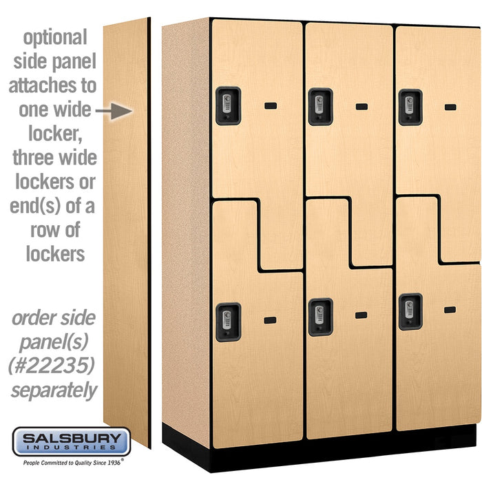 Salsbury 18" Wide Double Tier 'S' Style Designer Wood Locker - 3 Wide - 6 Feet High - 21 Inches Deep - Maple - Silver Resettable Combination Locks - Sweatfully